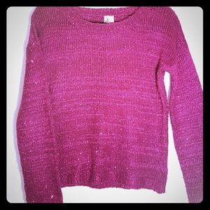 Cropped bright fuchsia Sparkly sweater
